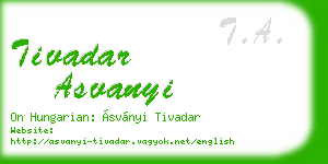tivadar asvanyi business card